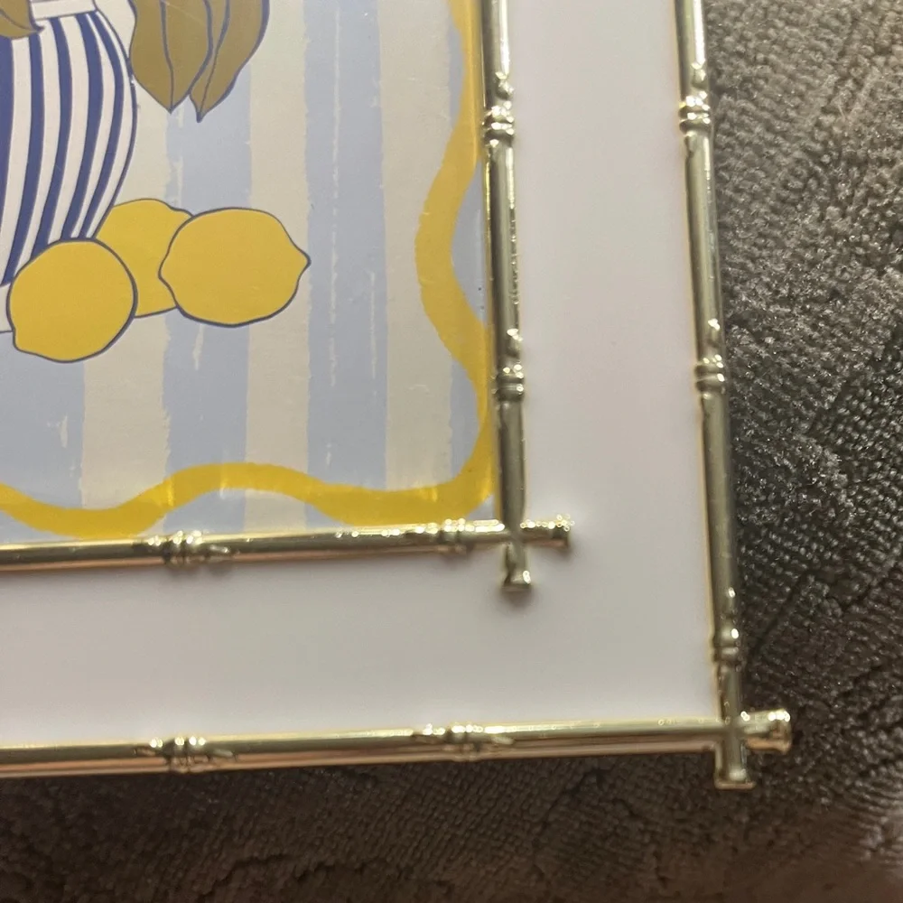 Nicole Miller New York Goldtone Bamboo & White Picture Frame Fits 5